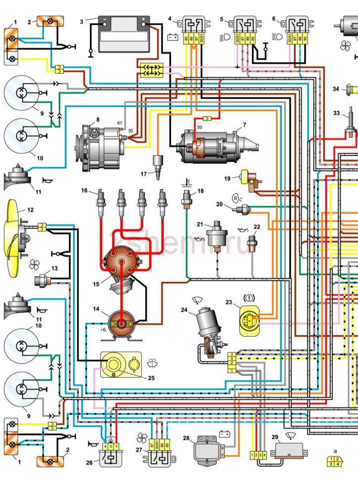 Схема включения указателей поворота и аварийной сигнализации аварийки на автомобиле ВАЗ 2106 с описанием основных элементов электрической цепи