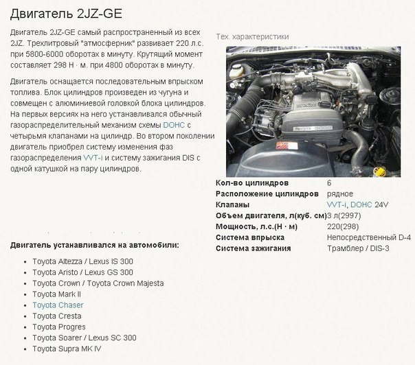 Toyota 2jz-gte (3.0 l, turbo) engine: specs and review, service data