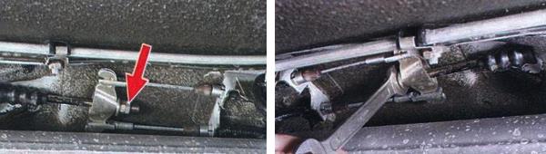 Особенности регулировки тросового привода ручного стояночного тормоза ручника на автомобилях ВАЗ 2108, 2109, 21099 вращением гаек при помощи двух ключей