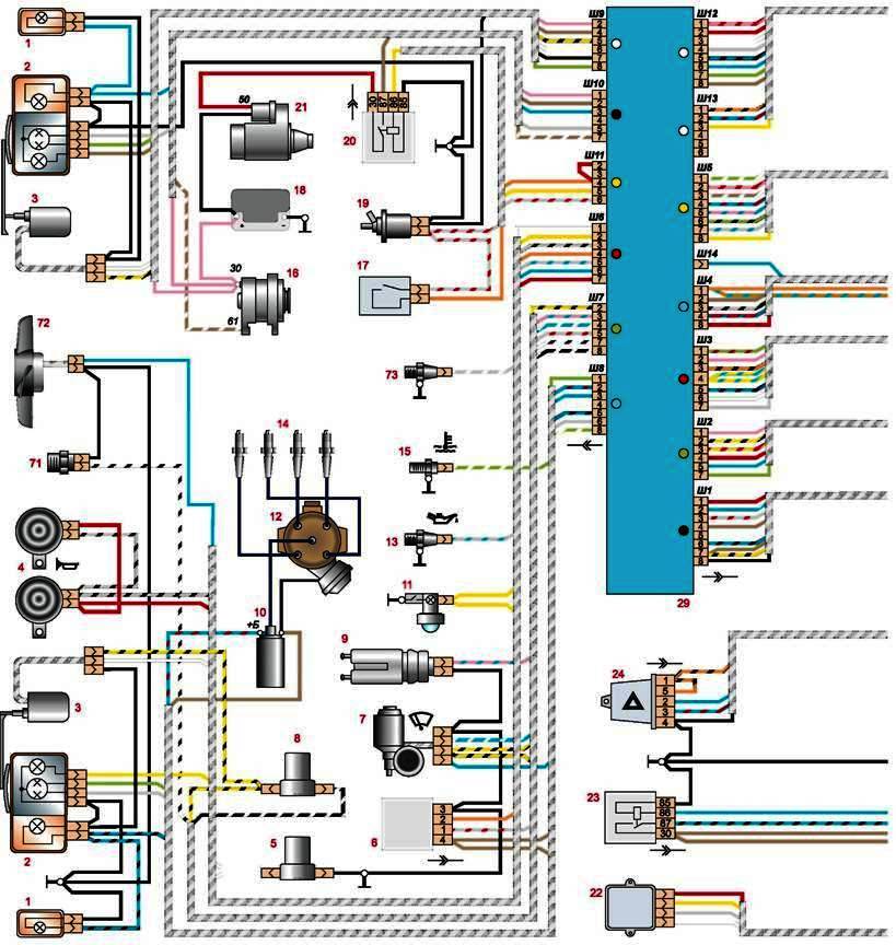 Схема электрооборудования ваз 2107, 21074