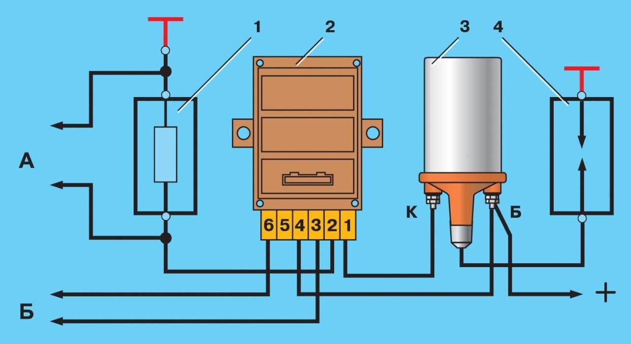 Схема контактной системы зажигания автомобилей ВАЗ 2105, 2107 с описанием ее элементов: генератора, коммутатора, замка зажигания и прерывателя-распределителя